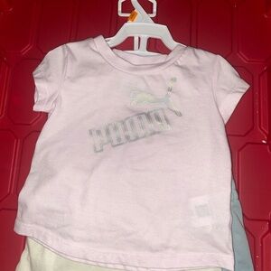 Puma Kids Light Pink Tee with Silver Logo